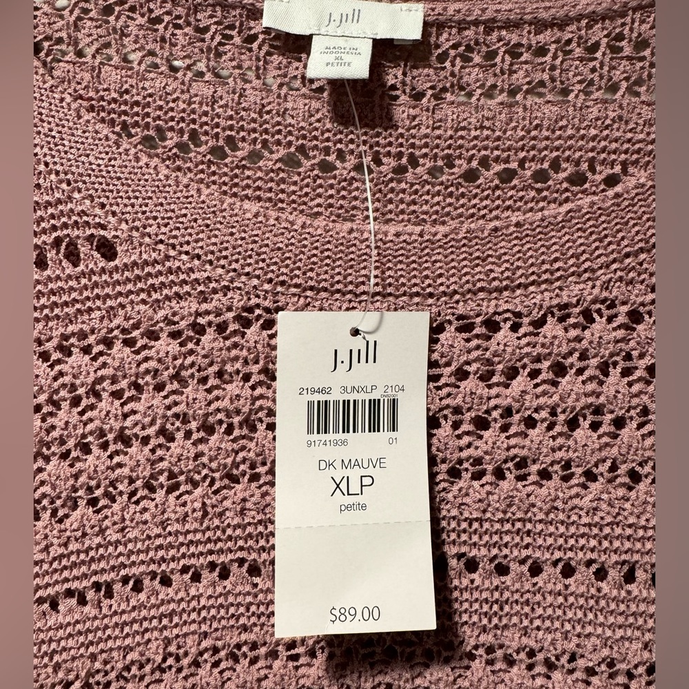 J. Jill Women’s NWT Tunic Sweater Dk Mauve Open Weave Pattern Size XLP - Picture 3 of 10